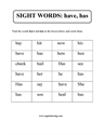 Picture of Sight words: have, has