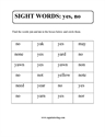 Picture of Sight Words: yes, no