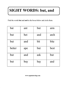 Picture of Sight words: but, and