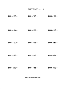 Picture of Subtraction Across Zeros