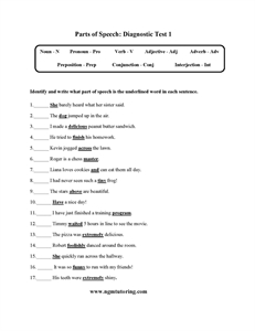 Picture of Parts of Speech: Diagnostic Test