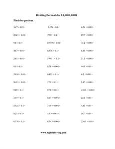 Picture of Dividing Decimals by 0.1, 0.01, 0.001