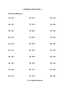 Picture of Subtracting Tens