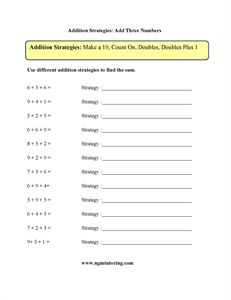 Picture of Addition Strategies: Add Three Numbers