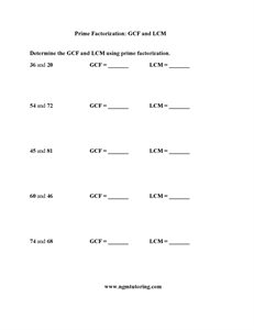 Picture of Prime Factorization: GCF and LCM