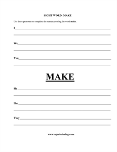 Picture of Sight Word: Make
