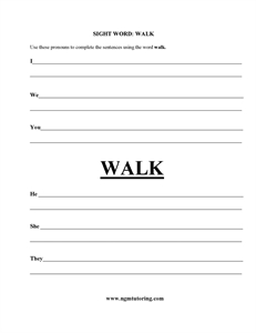Picture of Sight Word: Walk