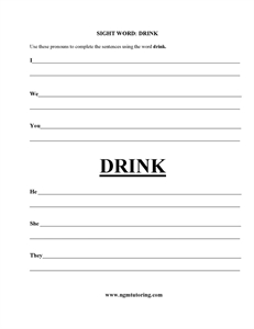 Picture of Sight Word: Drink