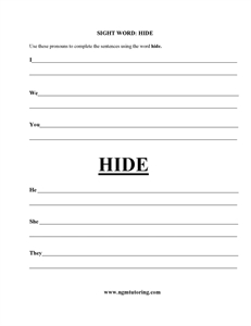 Picture of Sight Word: Hide