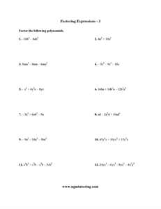 Picture of Factoring Expressions 
