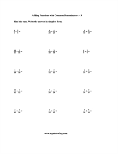 Picture of Adding Fractions with Common Denominators 