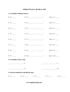 Picture of     Addition Practice: Double to Add