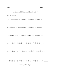 Picture of Addition and Subtraction: Mental Math 